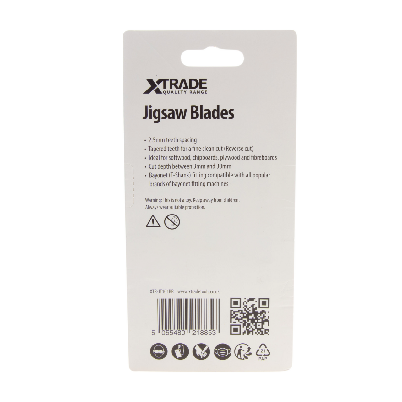 XTrade HSS T-shank Clean Cutting Wood Jigsaw Blades Pack Of 5 TPI 10 JT101BR