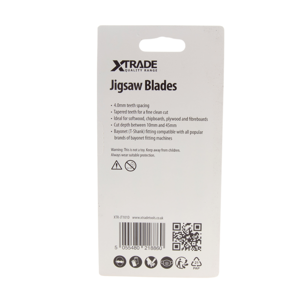 XTrade HSS T-shank Clean for Wood Jigsaw Blades Pack Of 5 TPI 6 JT101D