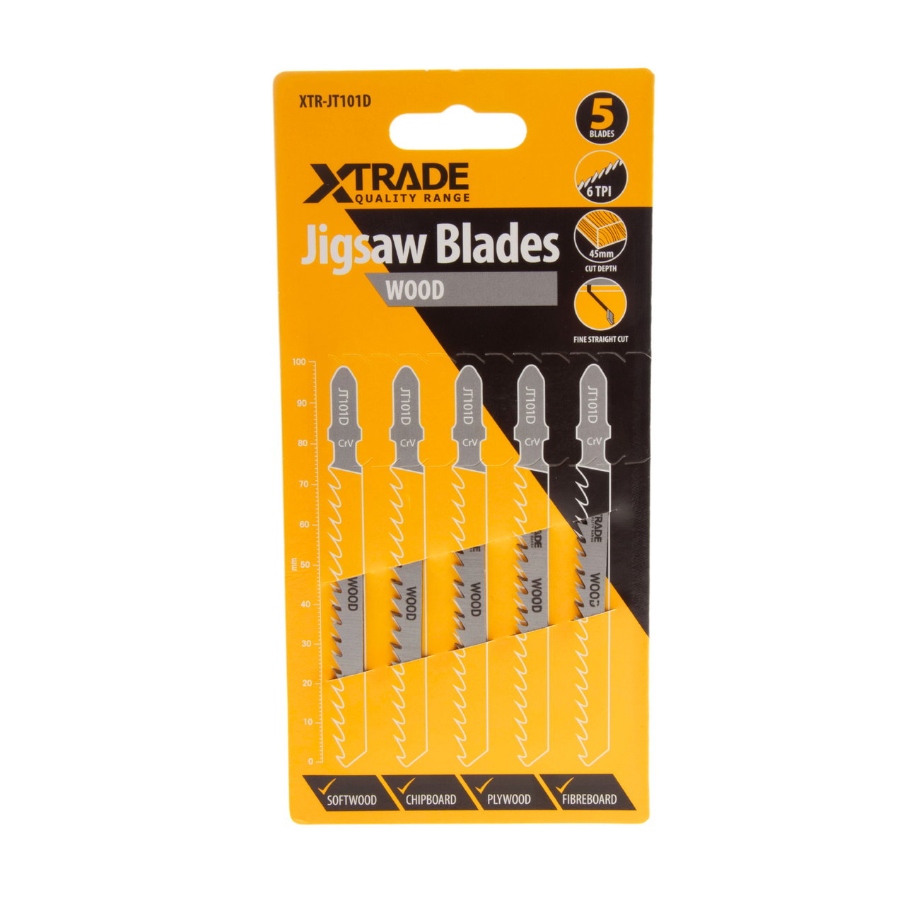 XTrade HSS T-shank Clean for Wood Jigsaw Blades Pack Of 5 TPI 6 JT101D