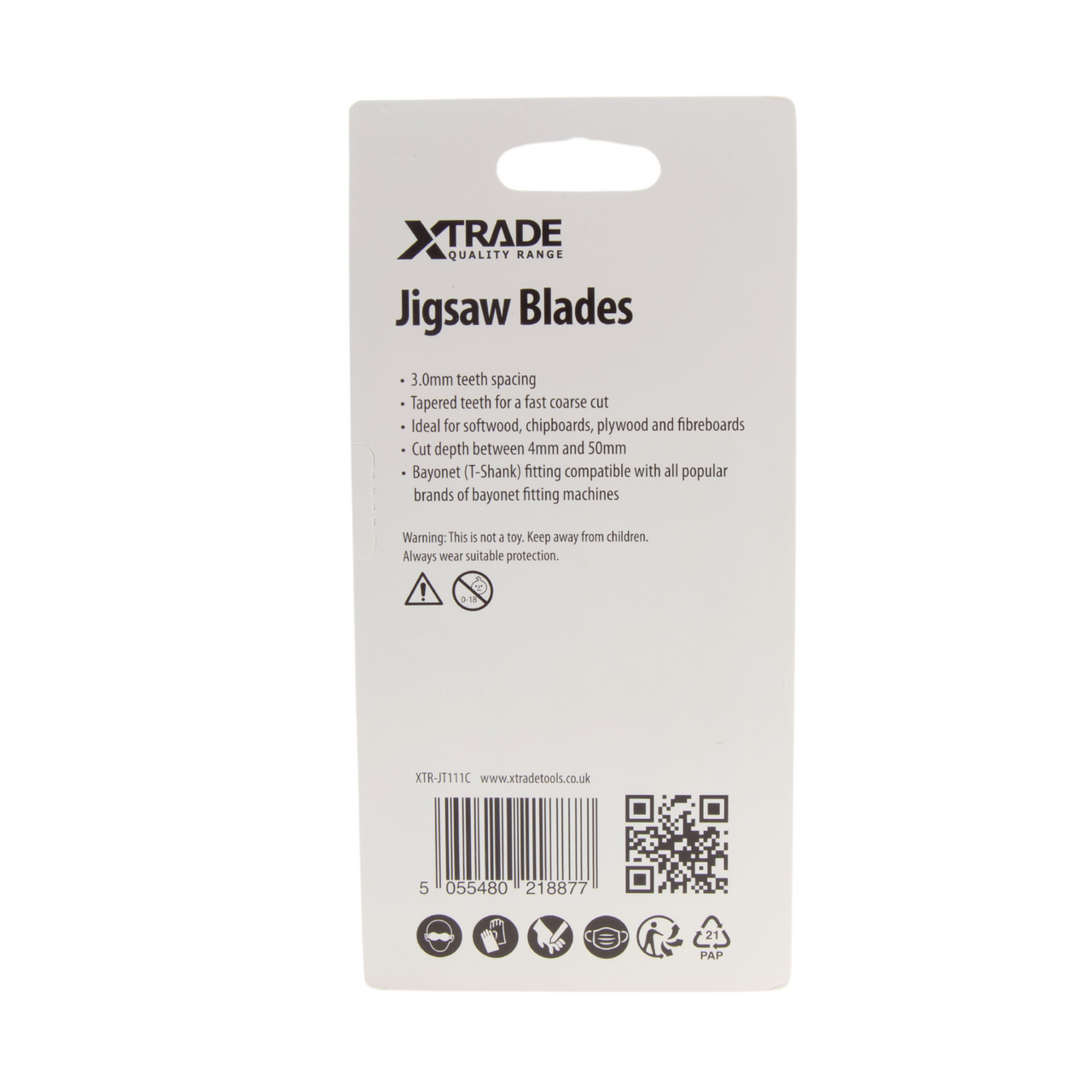 XTrade T-shank Wood Cutting Jigsaw Blades Pack Of 5 TPI 8 JT111C