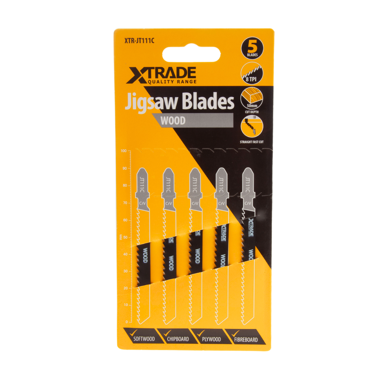 XTrade T-shank Wood Cutting Jigsaw Blades Pack Of 5 TPI 8 JT111C