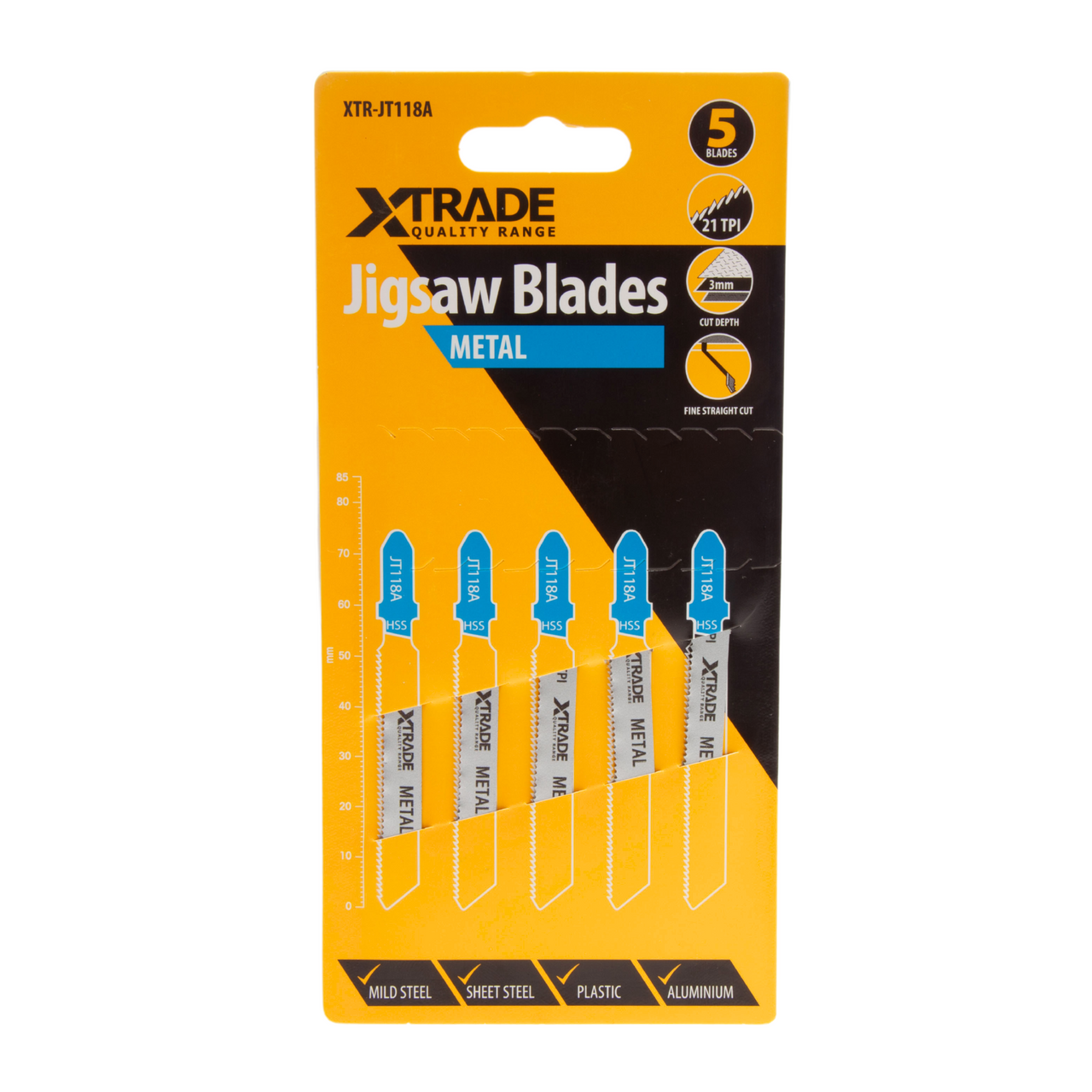 XTrade HSS T-shank Metal Cutting Jigsaw Blades Pack Of 5 TPI 21 JT118A