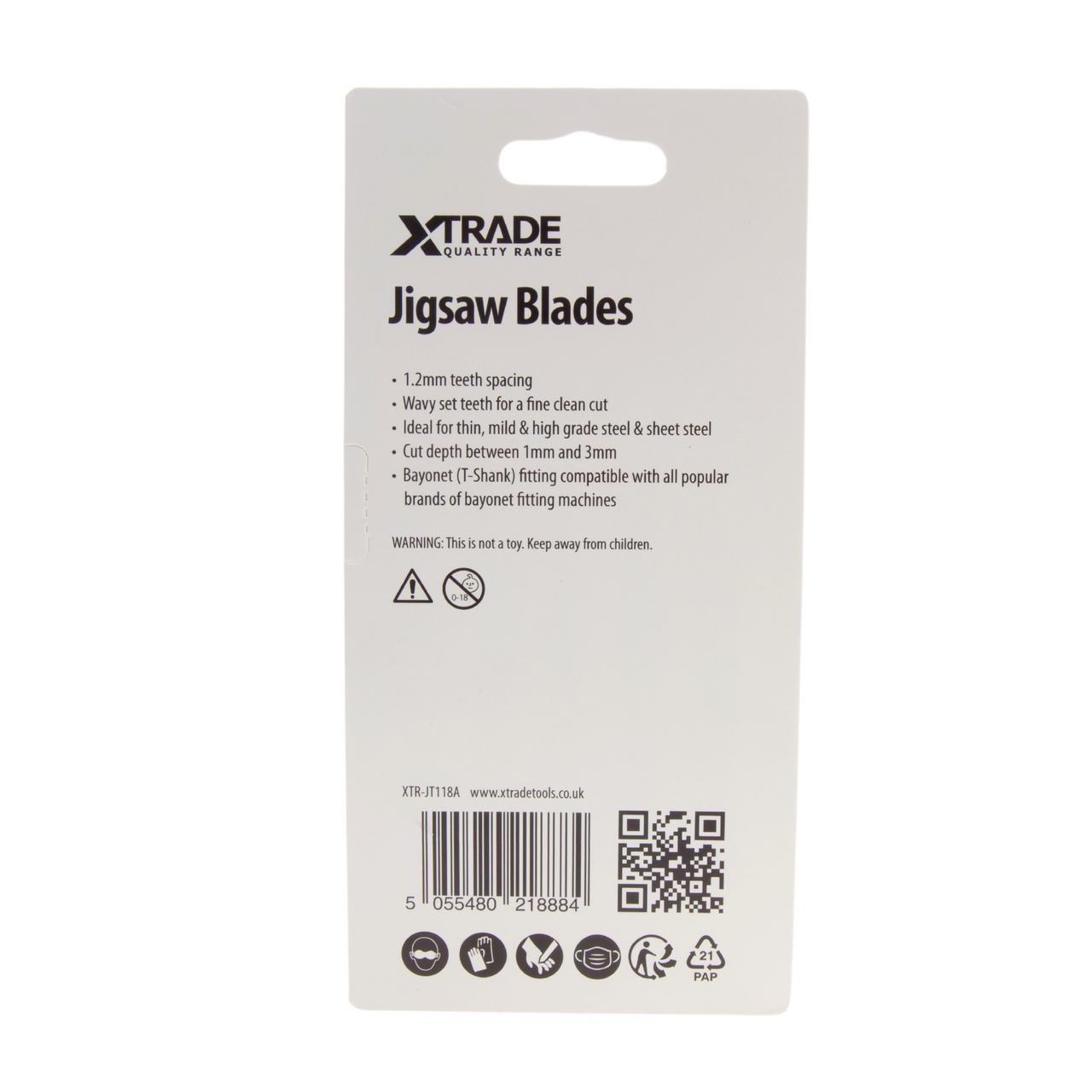 XTrade HSS T-shank Metal Cutting Jigsaw Blades Pack Of 5 TPI 21 JT118A
