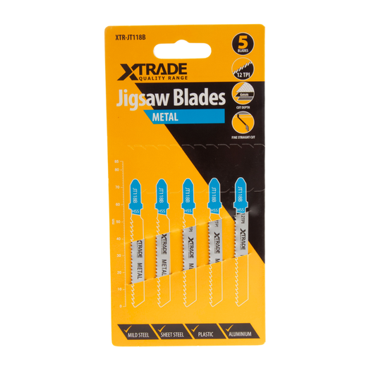 XTrade HSS T-shank Metal Cutting Jigsaw Blades Pack Of 5 TPI12 JT118B