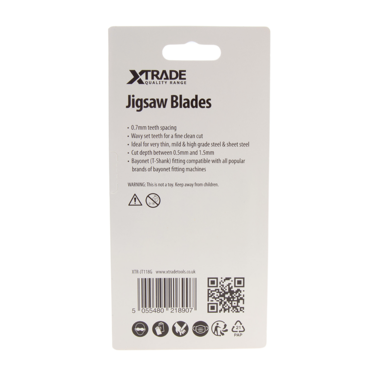 XTrade HSS T-shank Metal Cutting Jigsaw Blades Pack Of 5 TPI 32 JT118G