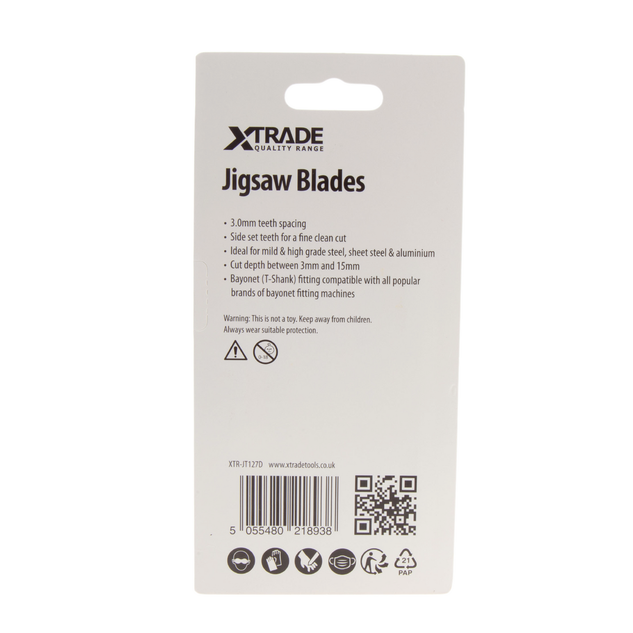 XTrade HSS T-shank Aluminium Cutting Jigsaw Blades Pack Of 5 TPI 8 JT127D
