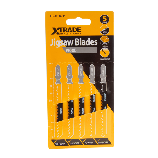 XTrade HSS T-shank Precision for Wood Jigsaw Blades Pack Of 5 TPI 6 JT144DP