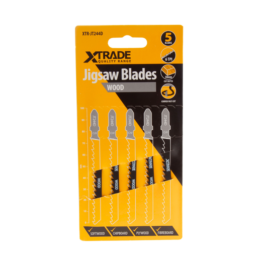 XTrade T-shank Speed Cutting Wood Jigsaw Blades Pack Of 5 TPI 6 JT244D