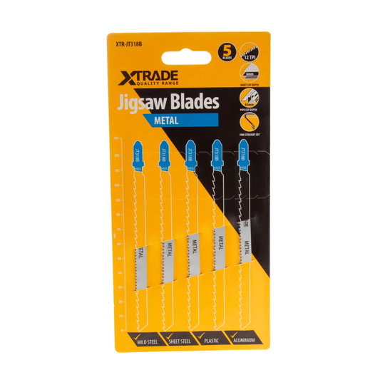 XTrade HSS T-shank Metal Cutting Jigsaw Blades Pack Of 5 TPI12 JT318B