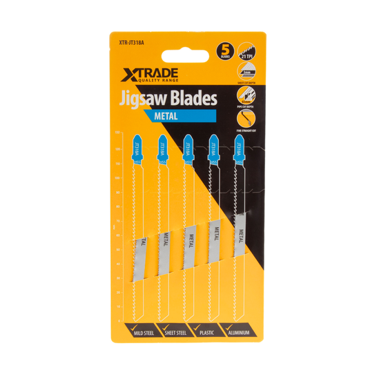 XTrade T-shank HSS Metal Cutting Jigsaw Blades Pack Of 5 TPI 21 JT318A