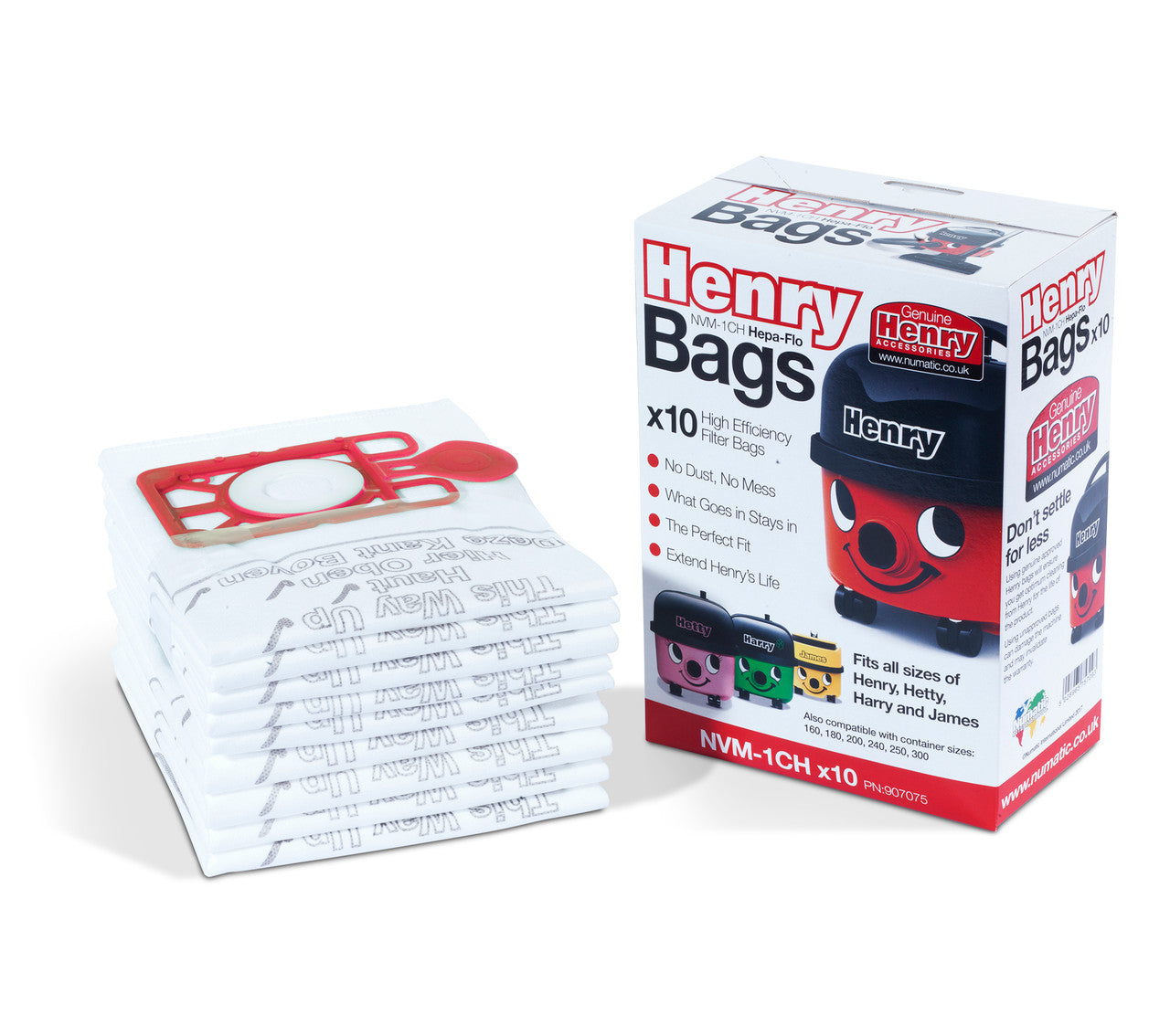 Numatic 604015 HEPA-FLO High Efficiency Vacuum Filter Bags Pack of 10 NVM-1CH