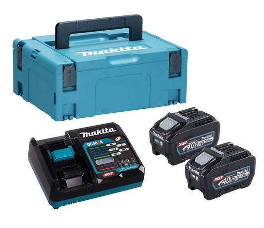 Makita XGT 40V Power Source Kit 2 × 5Ah batteries Charger & Makpac Case 191V42-8