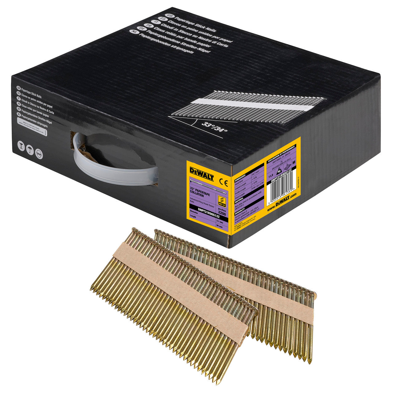 Dewalt DNPT31R90G12Z Galvanised Ring Clipped Nails 3.1mm x 90mm (Box of 2200)