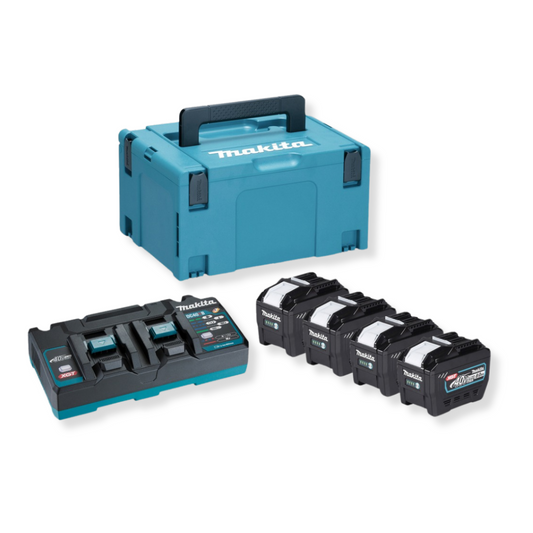 Makita XGT Power Source Kit 4 × 8.0Ah Batteries Dual Charger & MakPac 1910B1-4