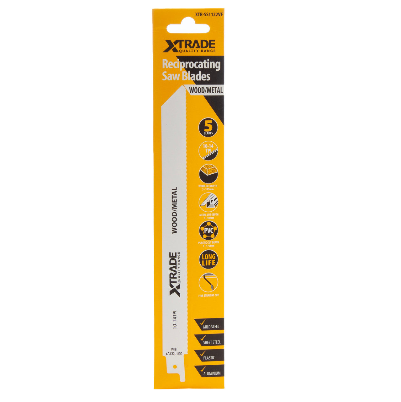 XTrade Flexible for Wood & Metal Reciprocating Saw Blades Pack of 5 SS1122VF