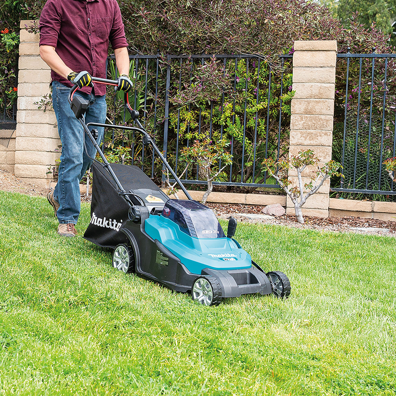 Makita 36V LXT Lawn Mower 2 x 5.0Ah Batteries Cut 43cm Capacity 40L DLM432PT2