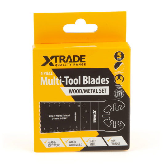 XTrade Multi-Tool Blades for Wood Metal Pack of 5 HSS bi-metal teeth MBMW34-5