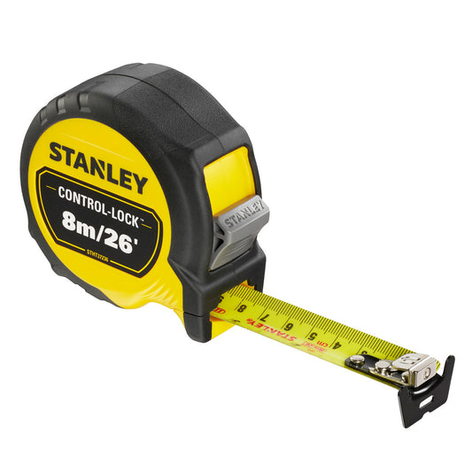 Stanley CONTROL-LOCK Tape Measure 26ft 8m Width 25mm MULTICATCH HOOK STHT37236-5
