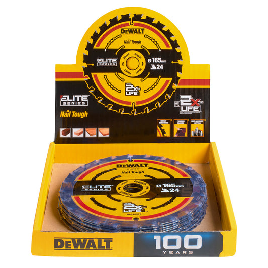 Dewalt Elite Circular Saw Blade For Wood etc 165×20mm × 24T Pack of 10 DT10400