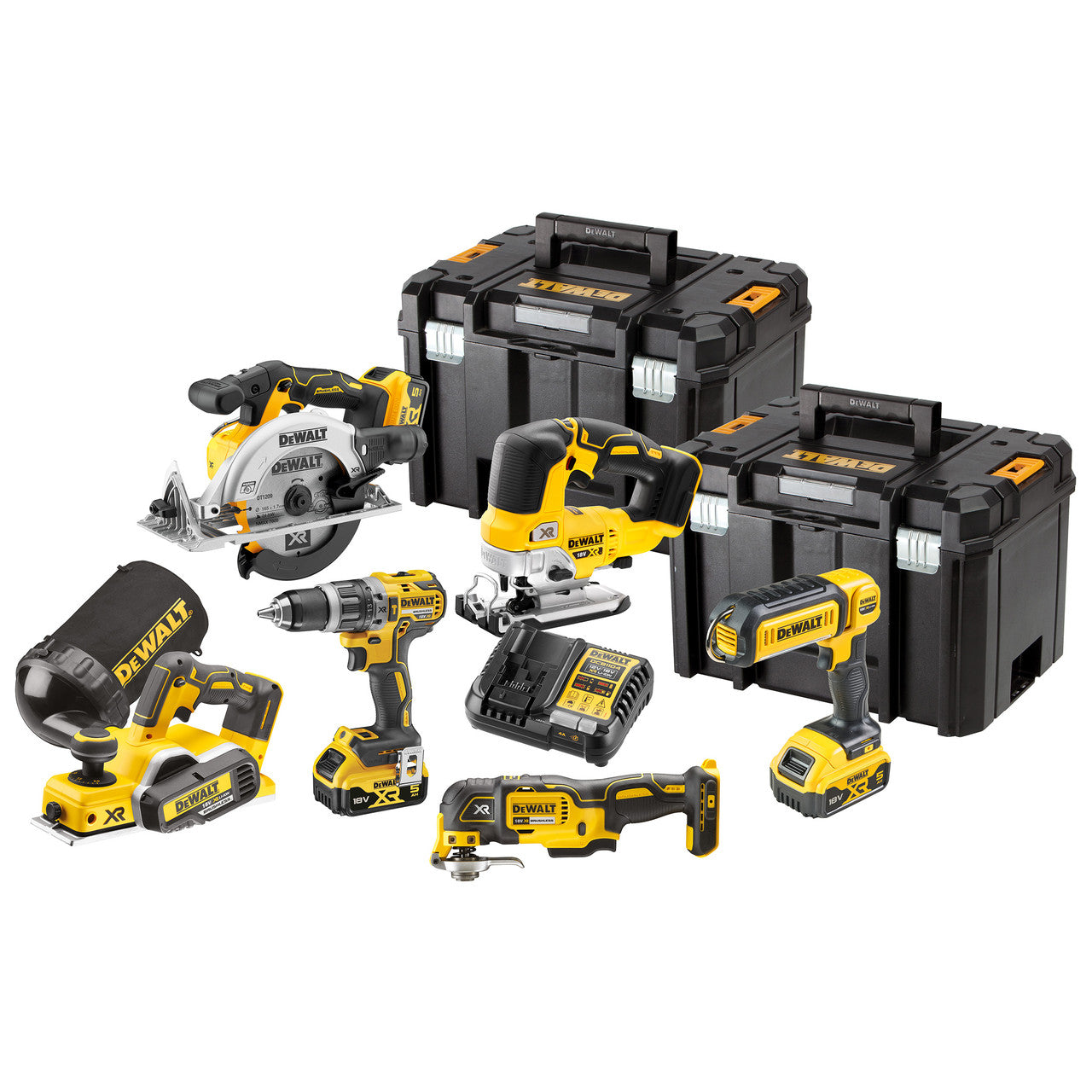 Dewalt DCK667P3T XR 18V Brushless 6 Piece Kit with 2 x TSTAK Boxes (3 x 5.0Ah Batteries)