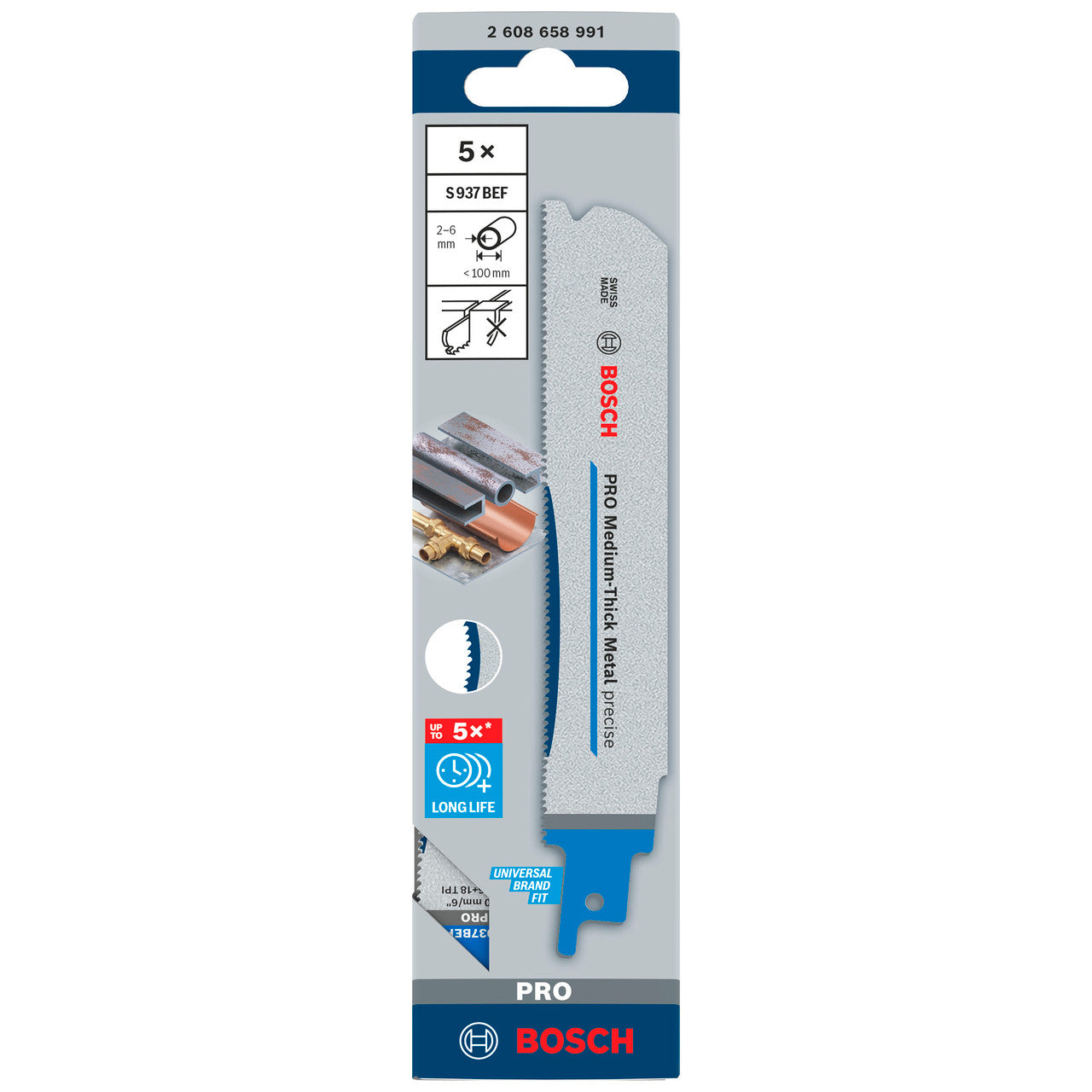 Bosch PRO Precise Reciprocating Saw Blade for Metal 150mm Pack of 5 S937BEF