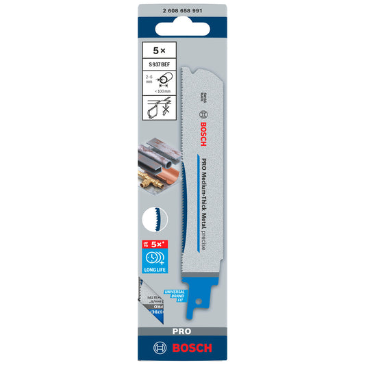 Bosch PRO Precise Reciprocating Saw Blade for Metal 150mm Pack of 5 S937BEF