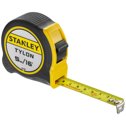 Stanley Tylon Pocket Tape Measure 16ft 5m Blade Width 19mm Belt clip 1-30-696