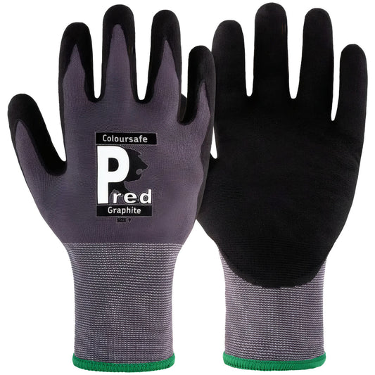 Predator Coloursafe Graphite Gloves XXL Pack 10 Nylon Spandex Liner JOS-MF15A-11
