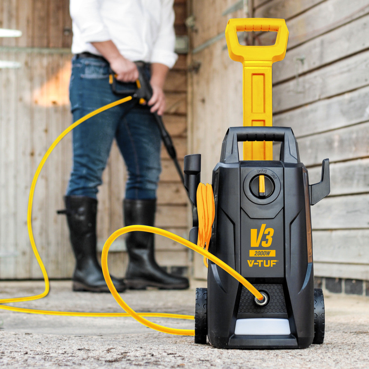 V-TUF V3 X2 Pressure Washer 150 Bar 240V 2000W Motor 8m Hi-Vis Hose V3240X2