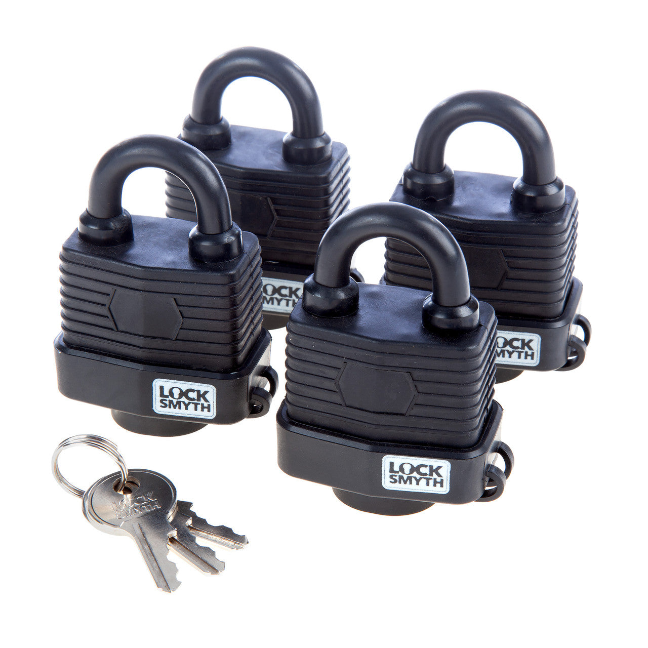 Locksmyth Weatherproof Padlock 40mm Pack of 4 Brass Body Steel Shackle L2200017
