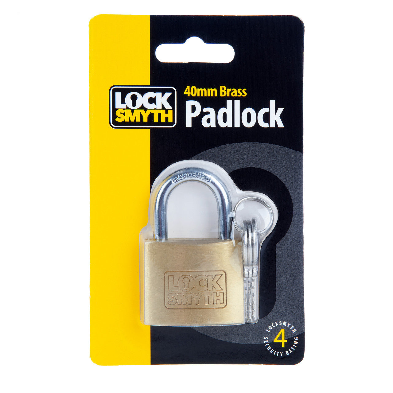 Locksmyth Brass Padlock 40mm Hardened Steel Shackle L2200011