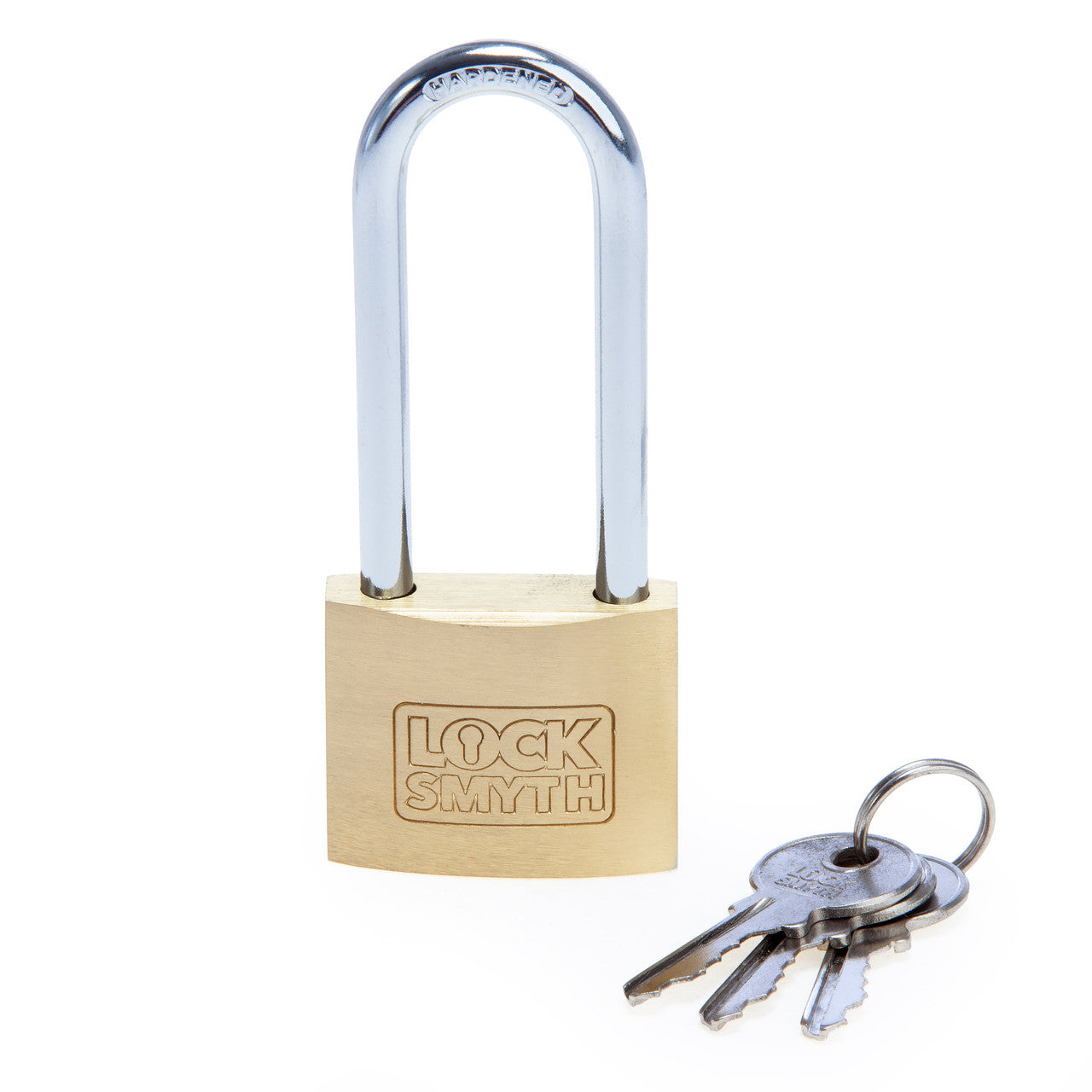 Locksmyth Long Shackle Brass Padlock 40mm Hardened Steel Shackle L2200014