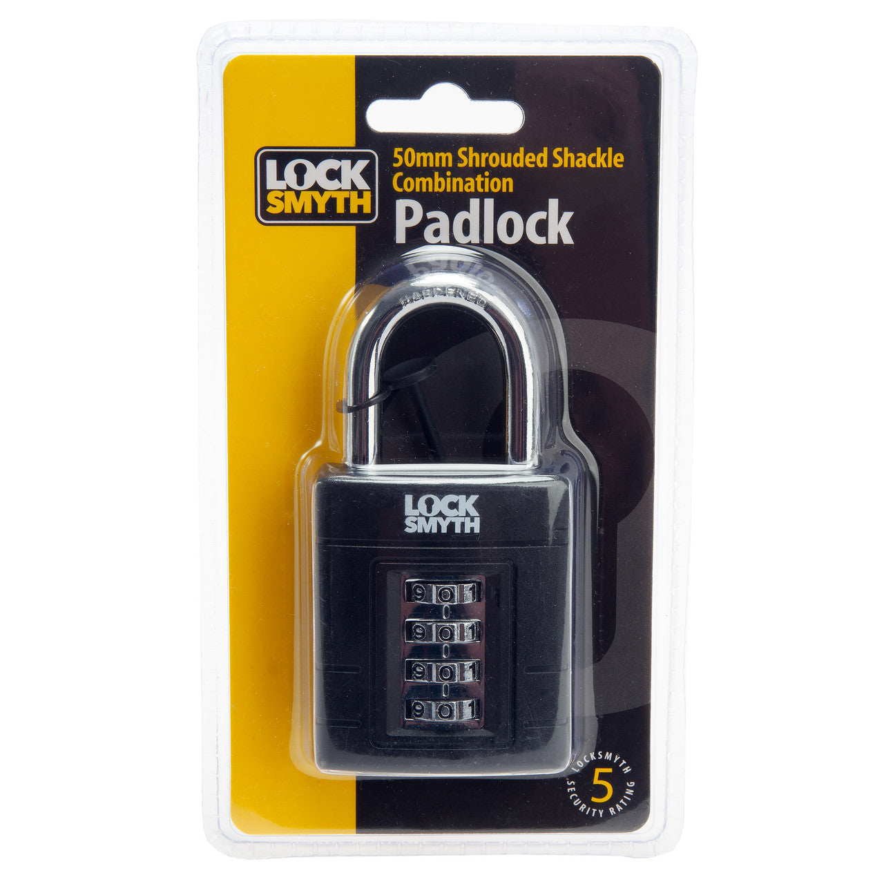 Locksmyth Shrouded Shackle Combination Padlock 50mm 4 Digit L2200024