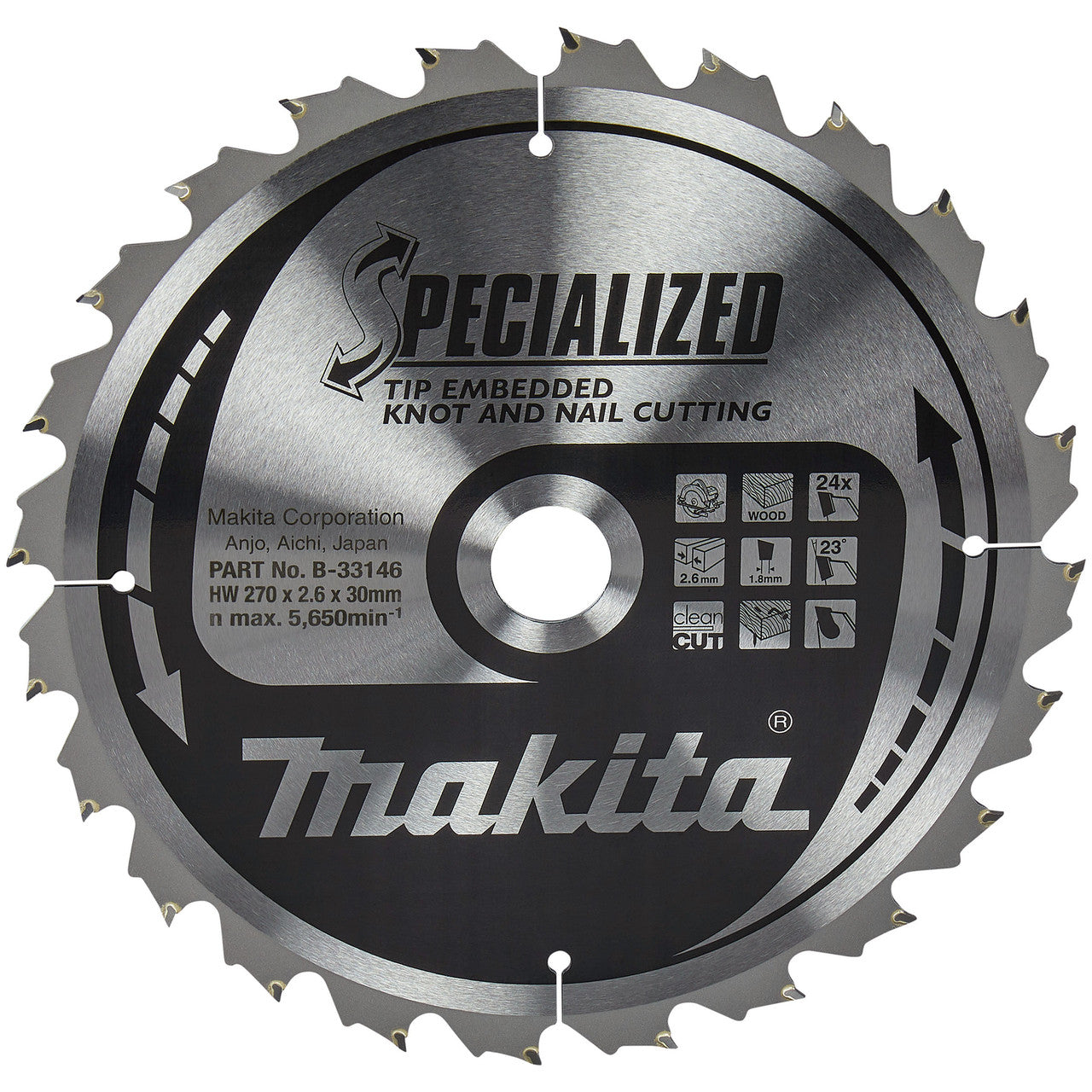 Makita SPECIALIZED Circular Saw Blade for Wood 270 × 30mm × 24T B-33146