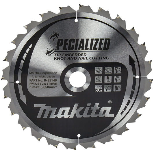 Makita SPECIALIZED Circular Saw Blade for Wood 270 × 30mm × 24T B-33146