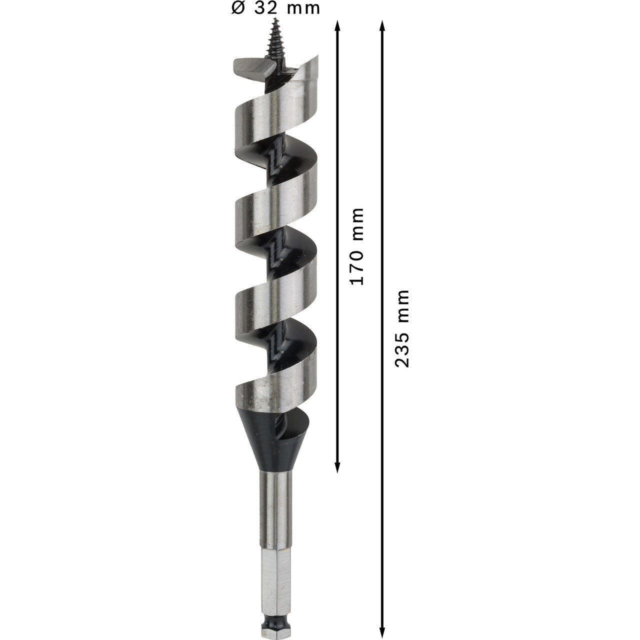 Bosch PRO Wood Auger Drill Bit 32 × 170mm Cutting Point Hex Shank 2608597639