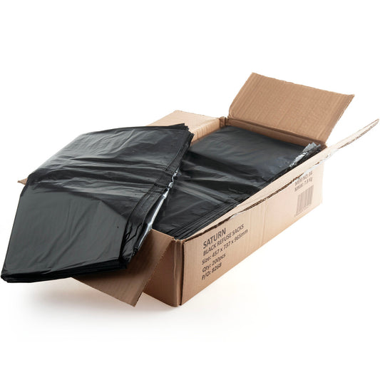 Punchin Saturn Black Refuse Sacks 90L Box of 200 Size 45.7 x 96.5cm BLACKREFUSE