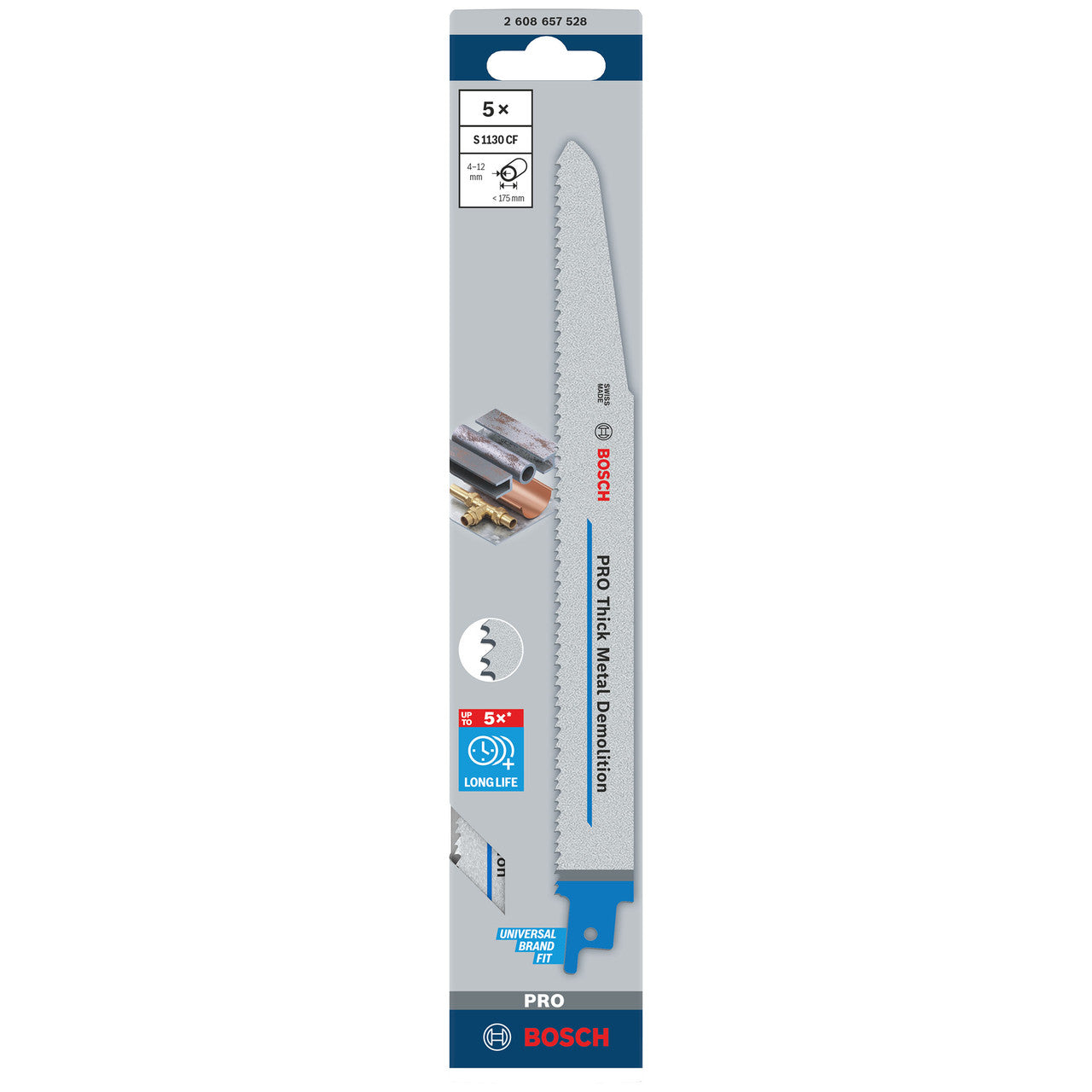 Bosch S1130CF PRO Demolition Reciprocating Saw Blade for Metal 225mm (Pack of 5)
