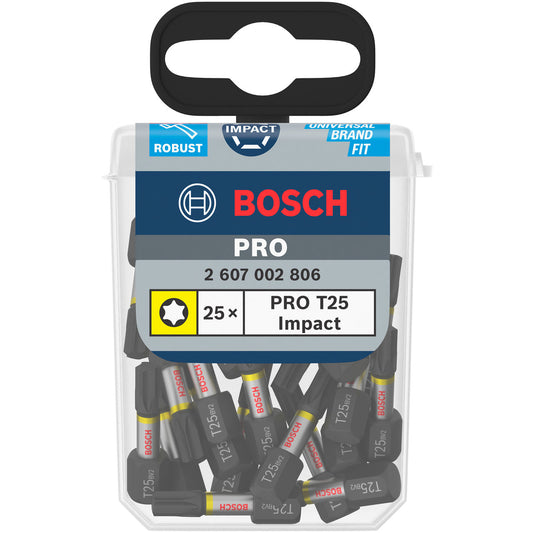 Bosch 2607002806 PRO Impact Screwdriver Bit T25 × 25mm (Pack of 25)