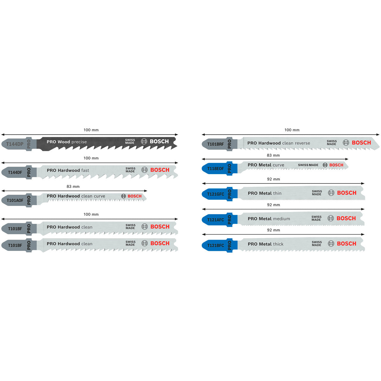 Bosch 2607011943 PRO Jigsaw Blade Set for Wood & Metal (10 Piece)