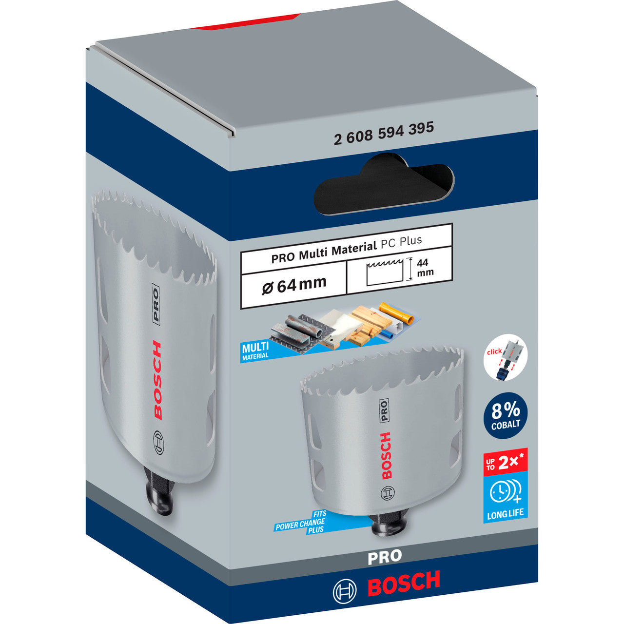 Bosch 2608594395 PRO Multi-Material PC Plus Hole Saw 64mm