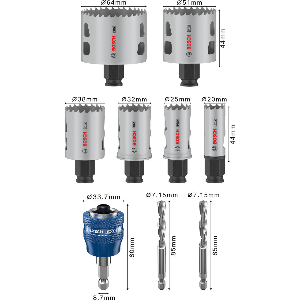 Bosch 2608594435 PRO Multi-Material PC Plus Hole Saw Set (9 Piece)