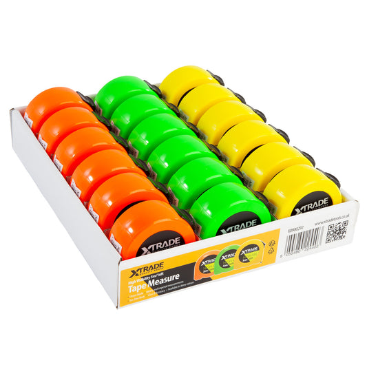 XTrade X0900292 High-Visibility Tape Measure 16' / 5m (Pack of 18)