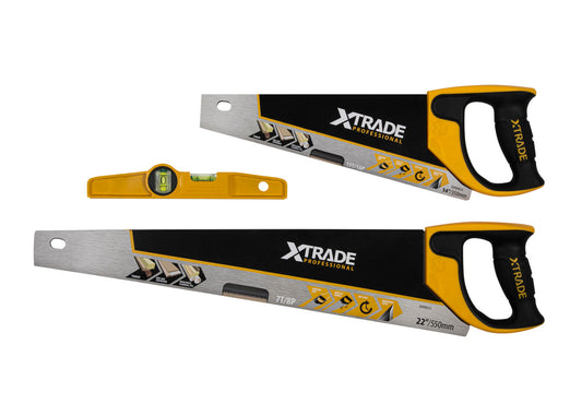 XTrade X0900068 Value Added Pack (Hand Saw 22", Toolbox Saw 14" & Spirit Level)