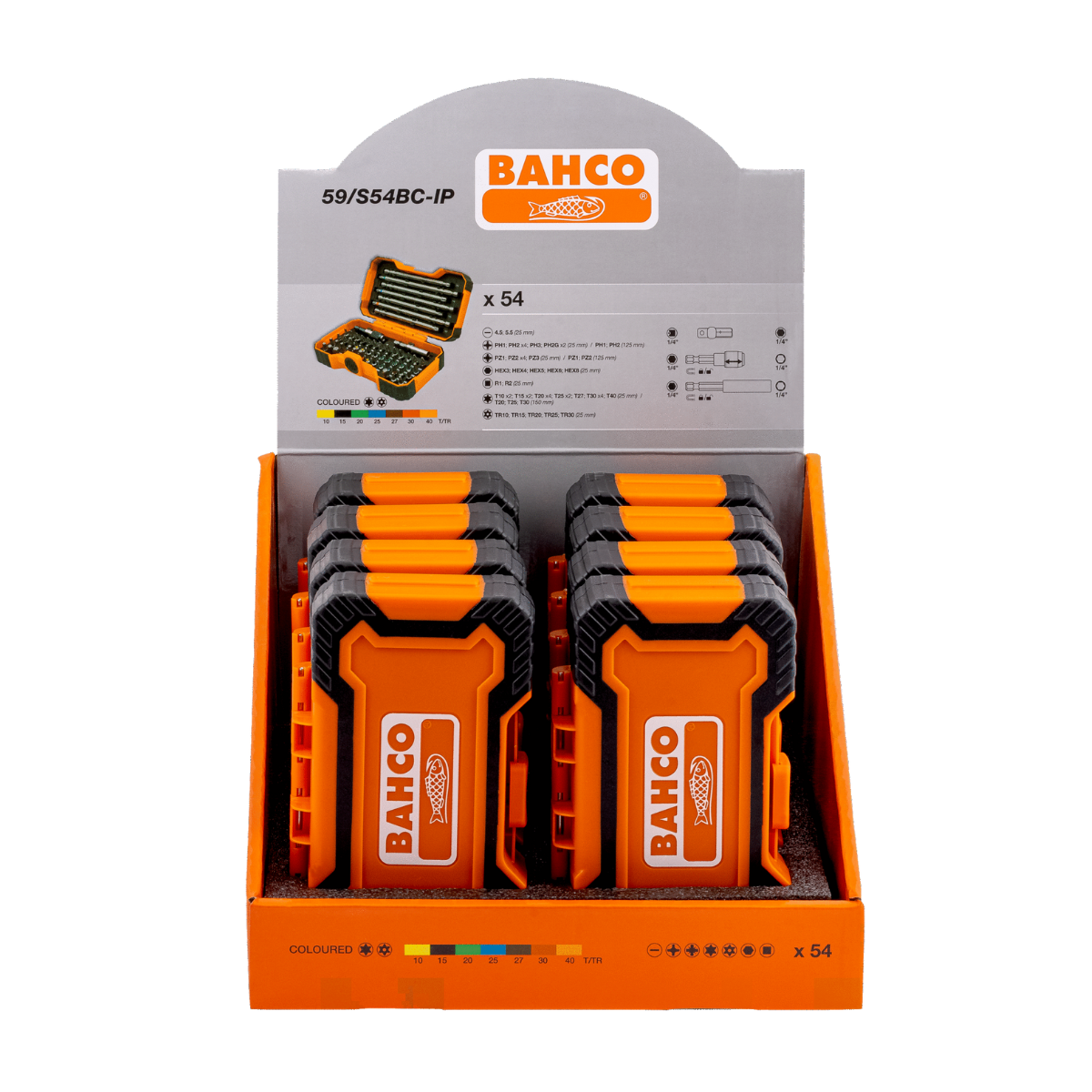 Bahco 59/S54BC-IP Bit Set 1/4" Drive (54 Piece) - 8 Pack Carton Display