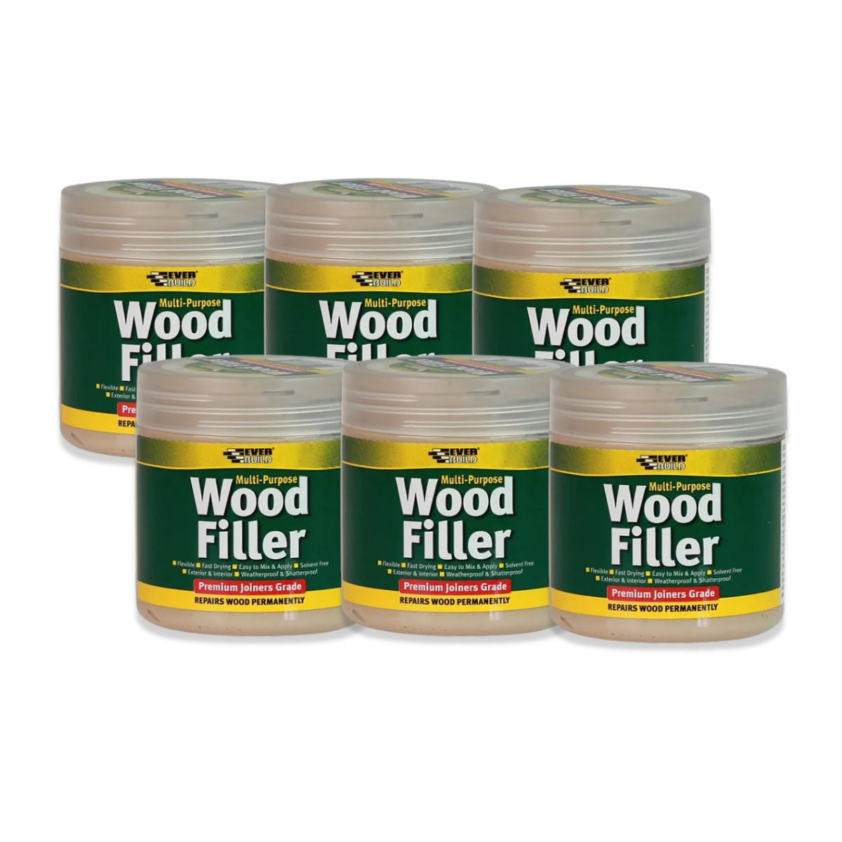 Everbuild Multi-Purpose Wood Filler 250ml (Pine) - 6 Pack