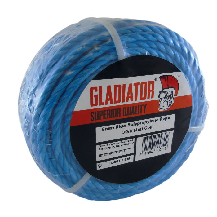 Gladiator Polypropylene Mini Coil 6mm x 30m (Blue) - Single Roll