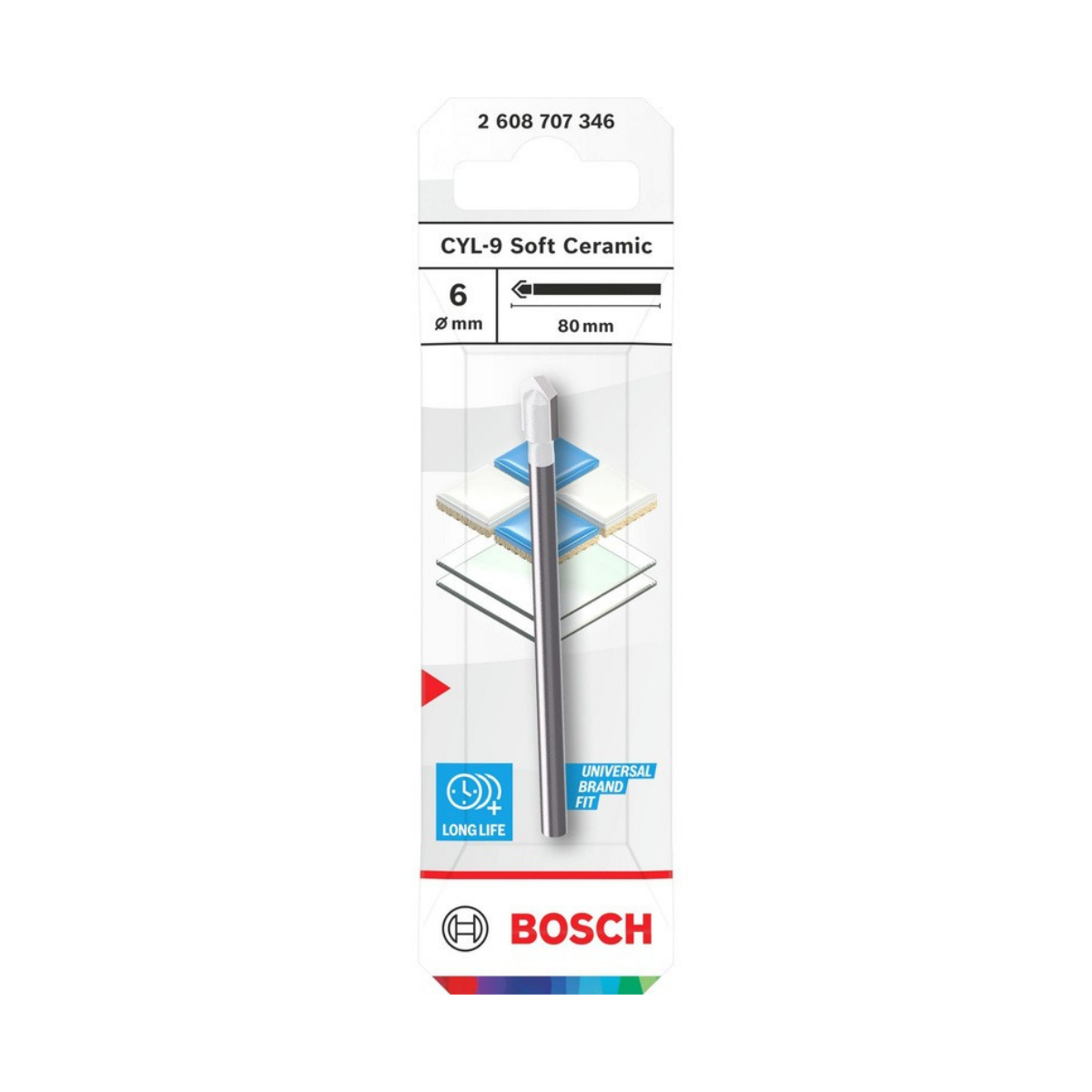 Bosch 2608707346 CYL-9 Soft Ceramic Drill Bit 6 x 80mm(Replaces 2608587161)