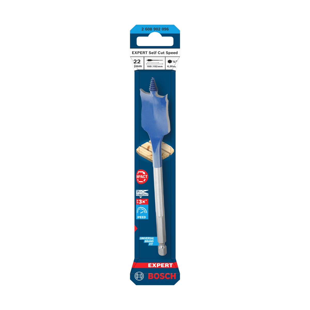 Bosch 2608902096 EXPERT Self Cut Speed Spade Drill Bit 22 x 152mm (Replaces 2608900320)