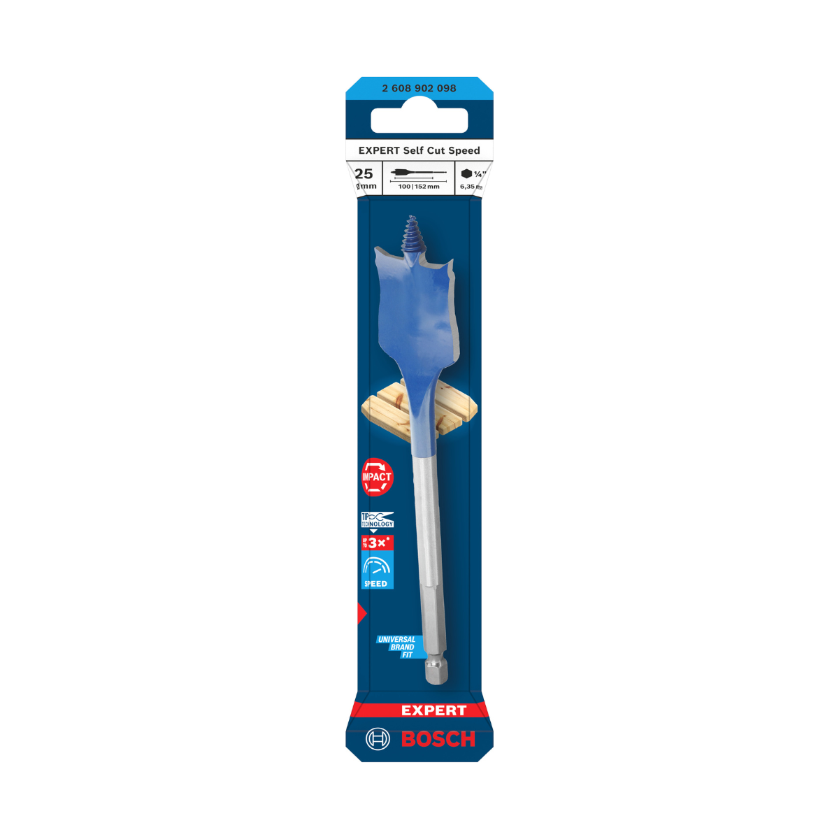 Bosch 2608902098 EXPERT Self Cut Speed Spade Drill Bit 25 x 152mm (Replaces 2608900322)